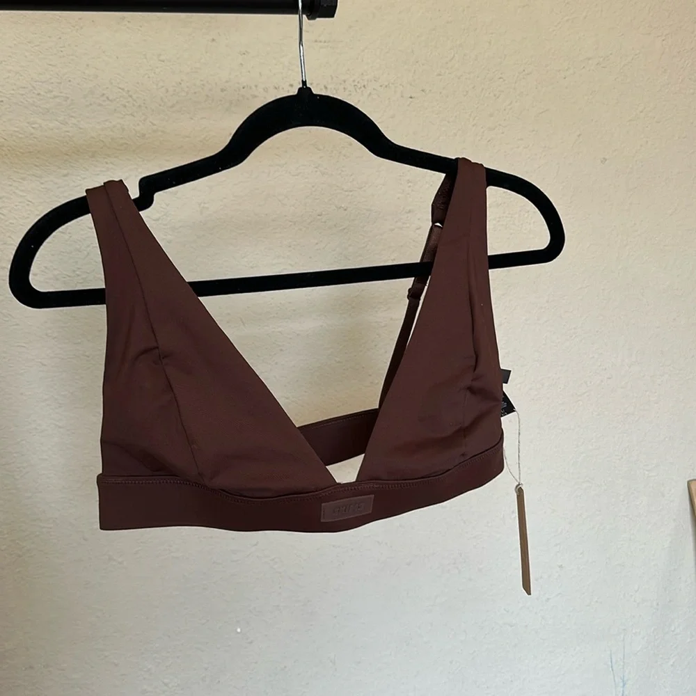 Skims Swim‎ Top. PLUNGE BIKINI TOP, COLOR COCOA, SIZE L NWT